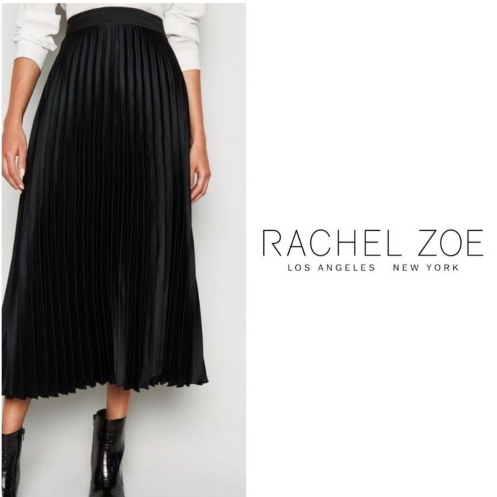 Rachel Zoe Black Pleated Midi Skirt